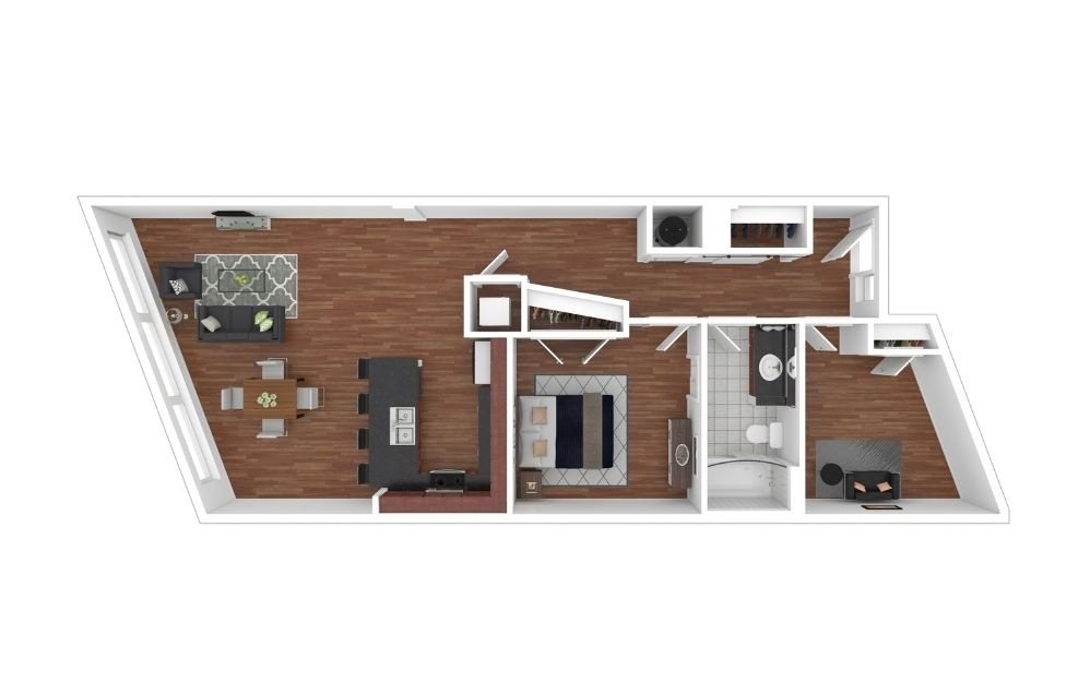 Kahlo - 1 bedroom floorplan layout with 1 bathroom and 980 square feet (Floor 1)