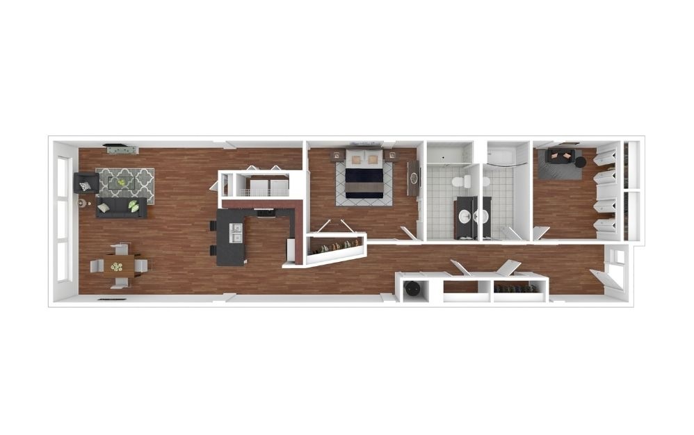 Calder - 2 bedroom floorplan layout with 2 bathrooms and 1375 square feet (Floor 1)